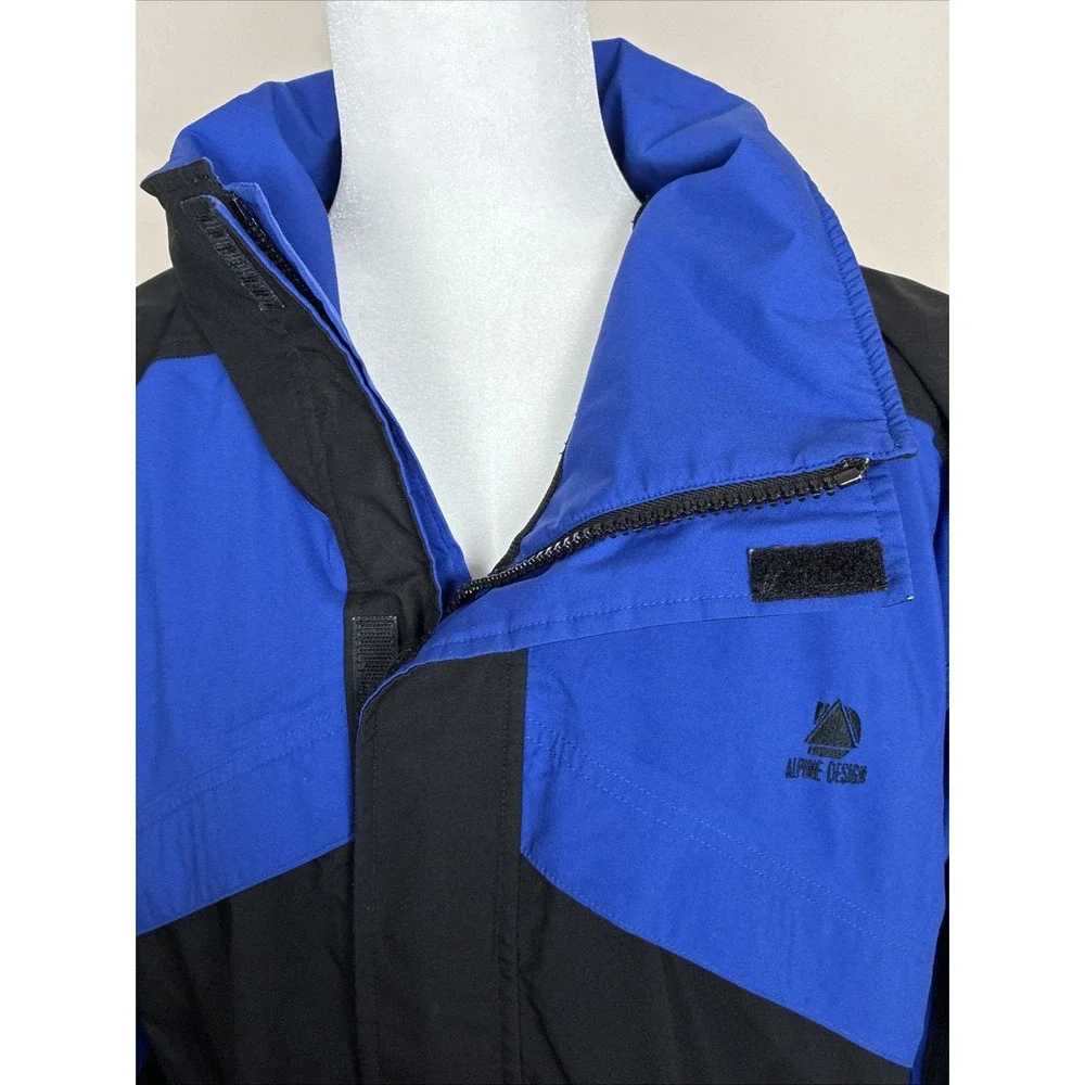 Alpine Design‎ Jacket Gore-Tex Rain Ski Snowboard Hooded Black/Blue Mens Size M